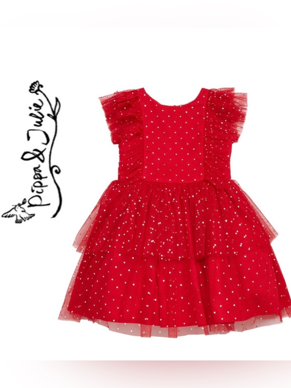 Pippa & Julie Red Sparkle Tulle Party Dress
